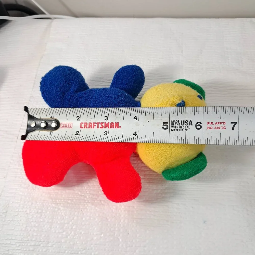 Vintage Eden Teddy Bear Plush Baby Rattle‎ Toy Primary Colorblock Terry cloth